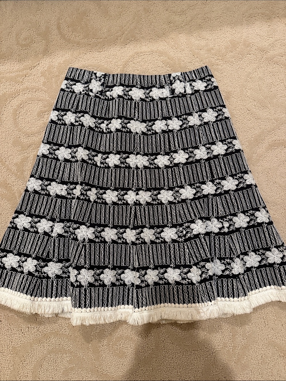 Nanette Lepore for Bergdorf Goodman Embroidered Skirt with Fringe  - Sz 4